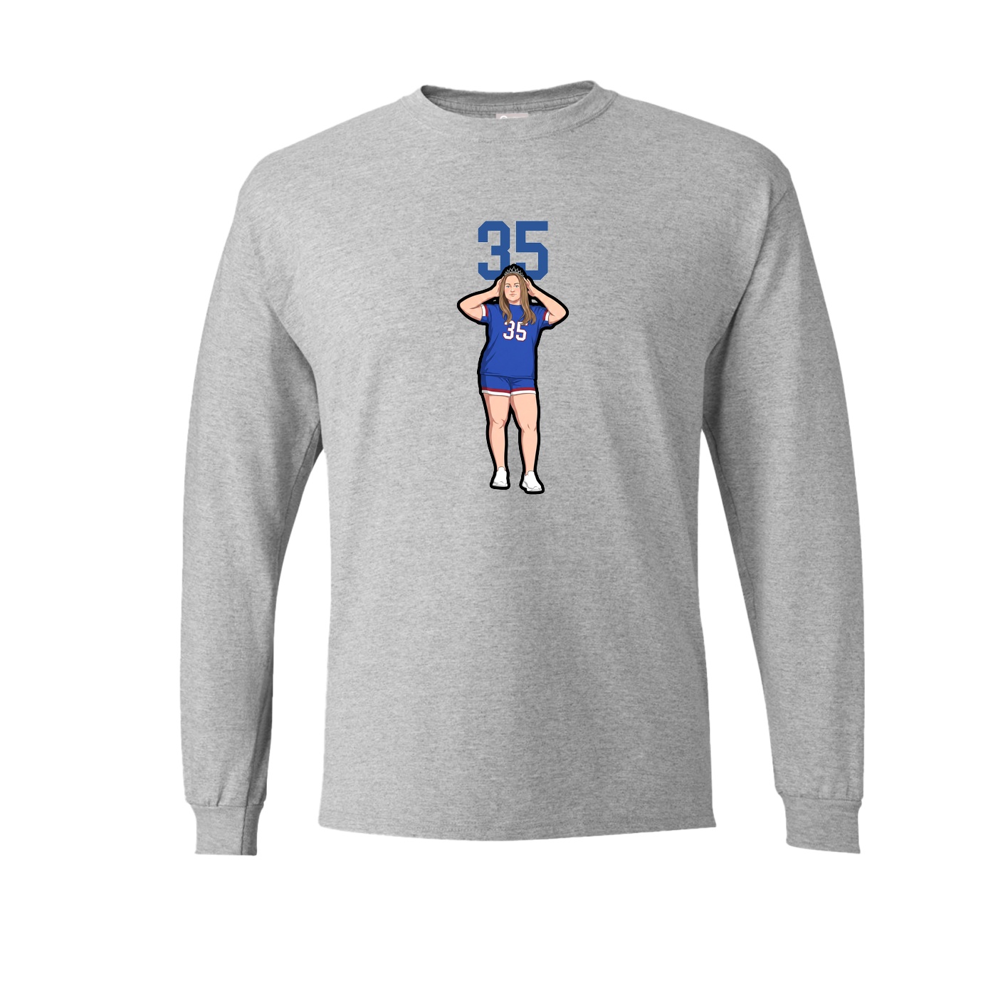 Long Sleeve Tee — Number Top in Grey