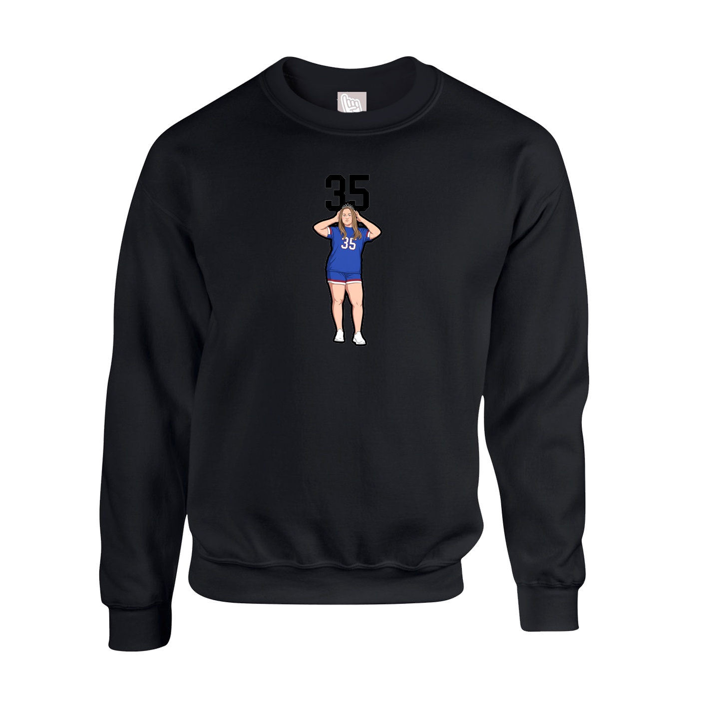 Fleece Crew — Number Top in Black