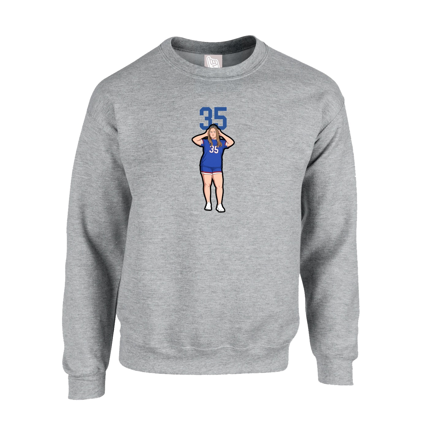 Fleece Crew — Number Top in Grey