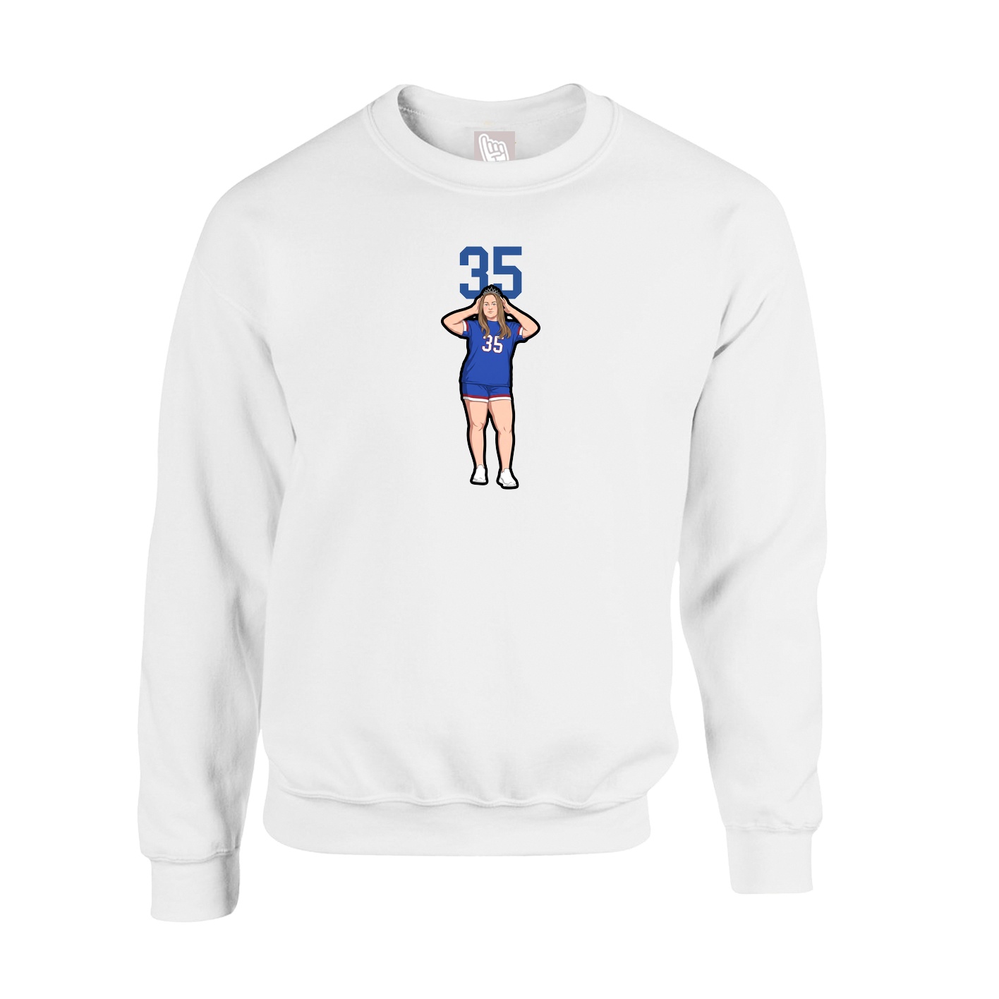 Fleece Crew — Number Top in White