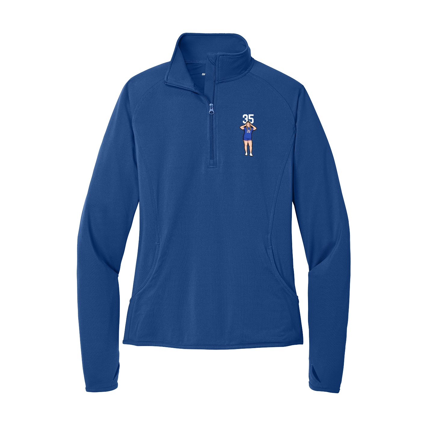 Women's Q-Zip Pullover — Number Top in Royal
