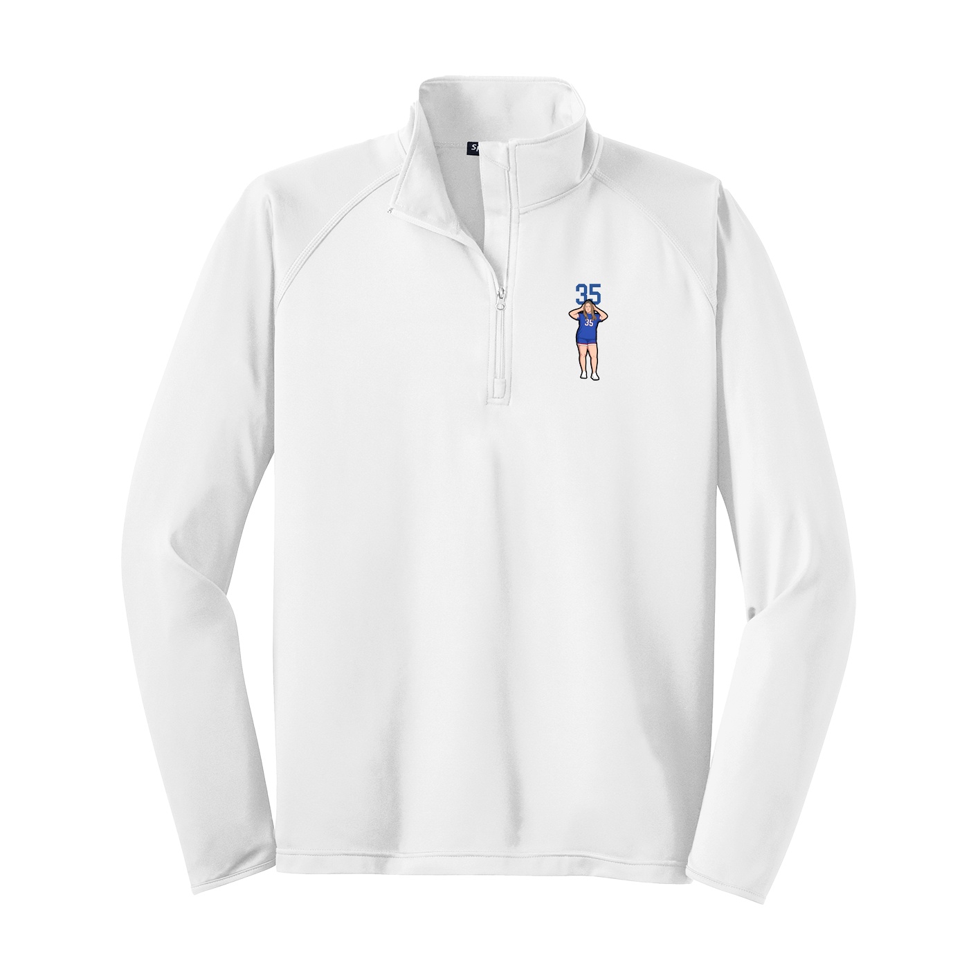Q-Zip Pullover — Number Top in White