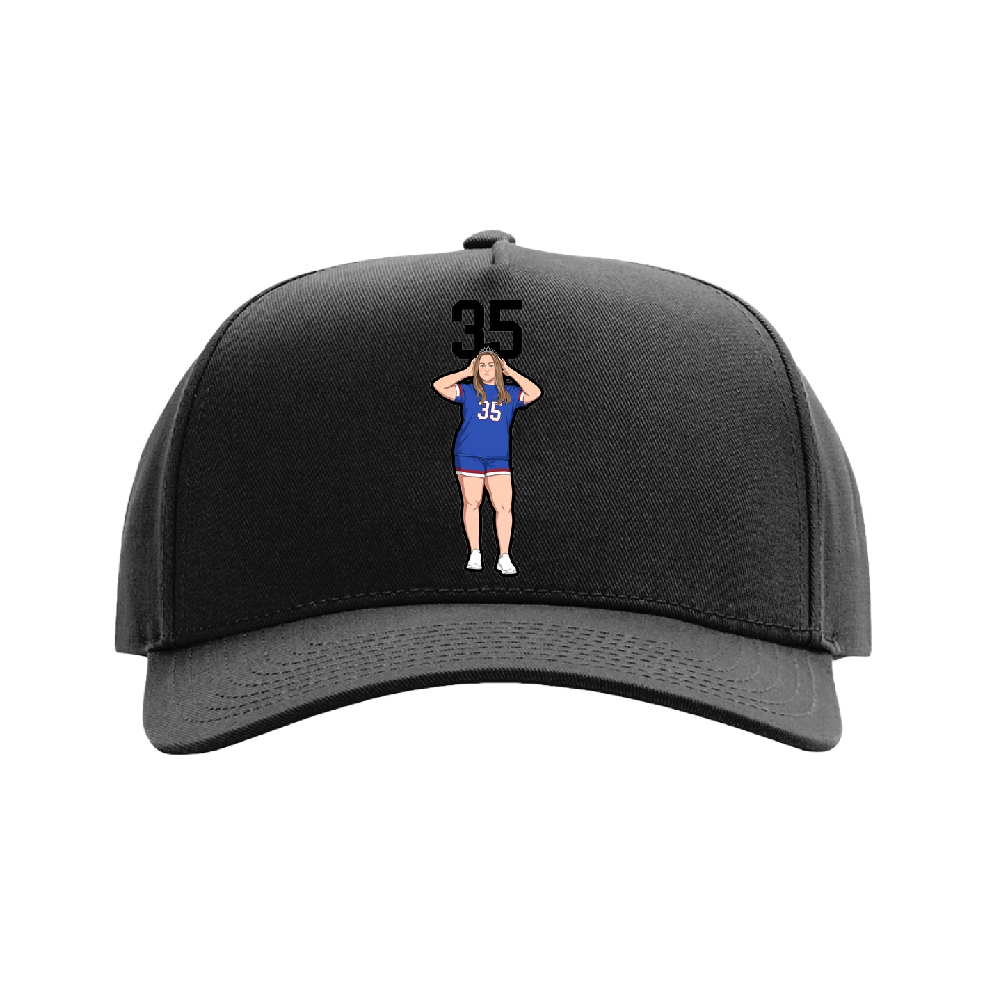 Full Fabric Five-Panel Champ Cap — Number Top in Black