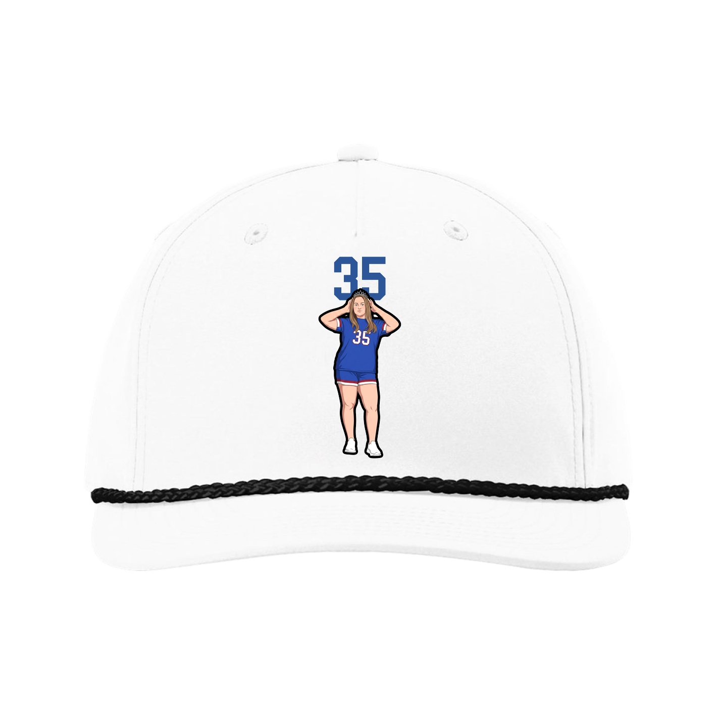 Five-Panel Classic Rope Cap — Number Top in White