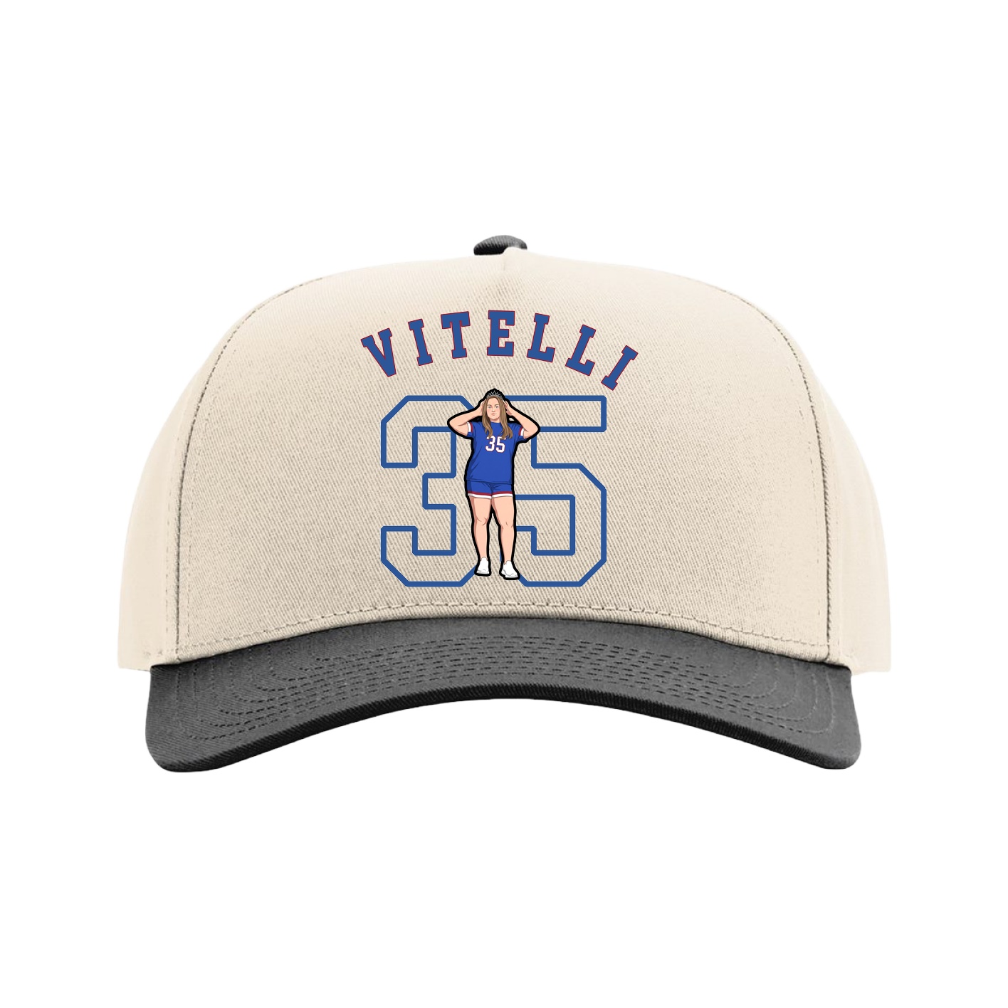 Full Fabric Five-Panel Champ Cap — Shirsey Arch in Cream/Black