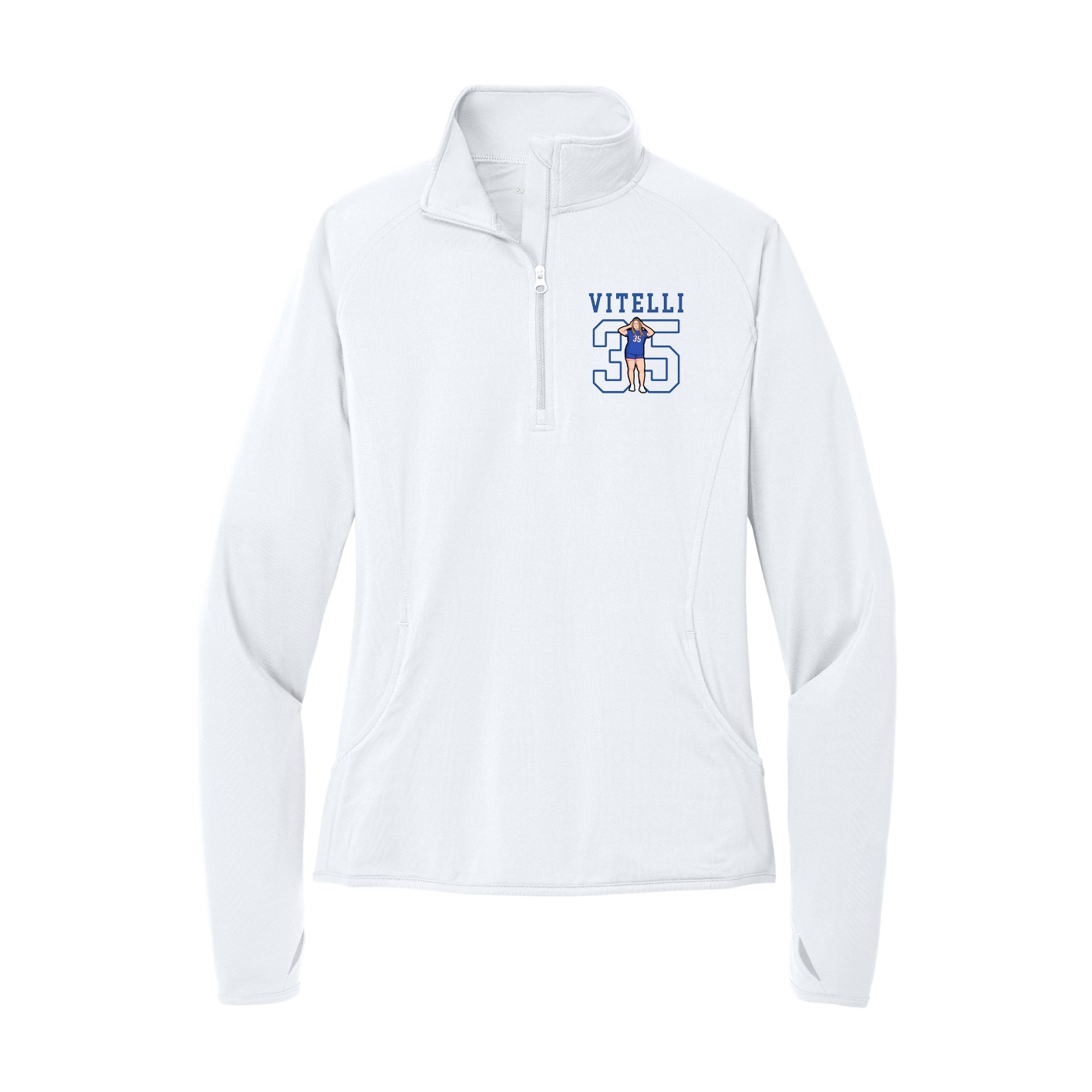 Women's Q-Zip Pullover — Shirsey in White