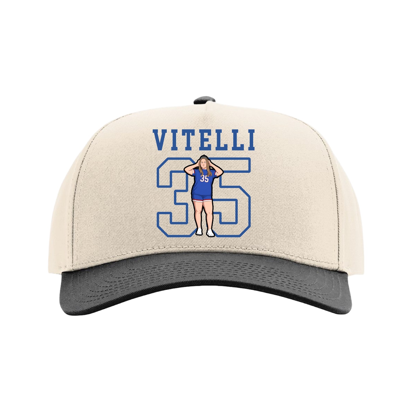 Full Fabric Five-Panel Champ Cap — Shirsey in Cream/Black