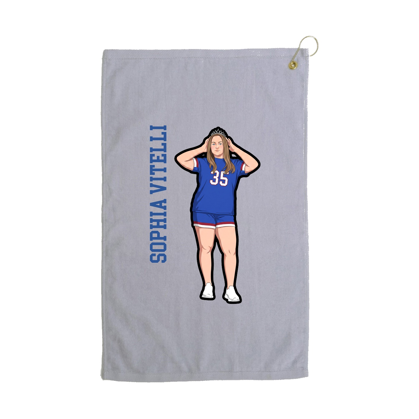 Golf Towel — Name Vertical in Grey