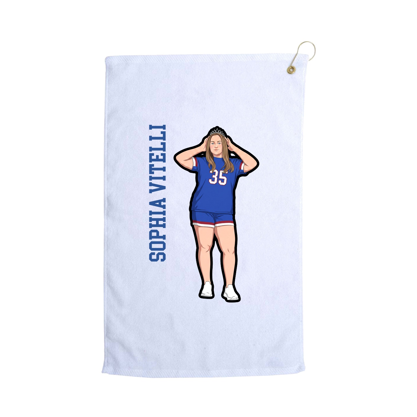 Golf Towel — Name Vertical in White