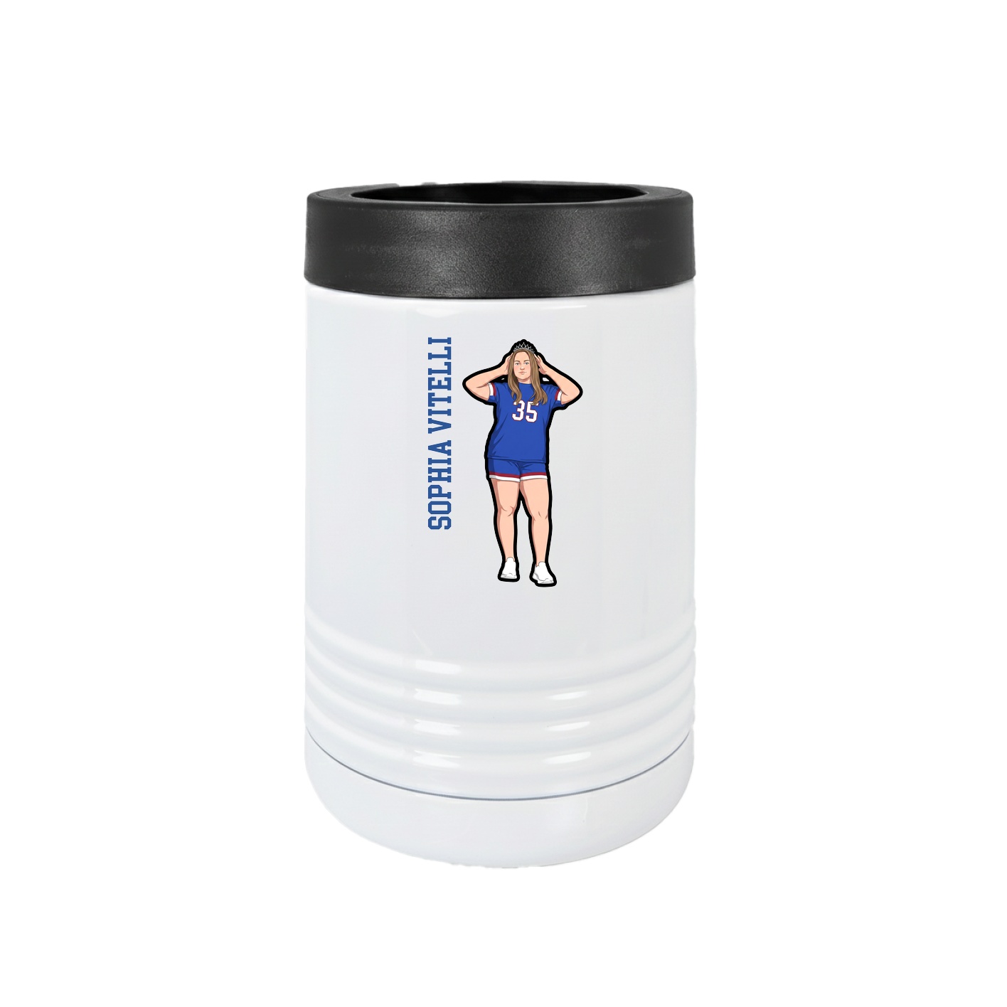 Beverage Holder — Name Vertical in White