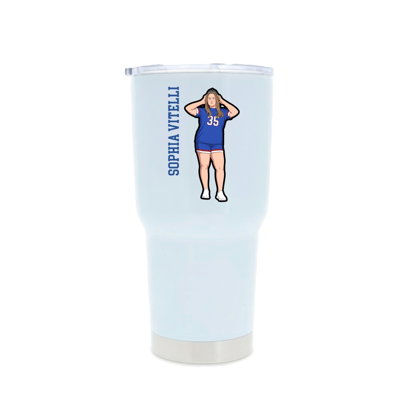 30oz Stainless Steel Tumbler — Name Vertical in White