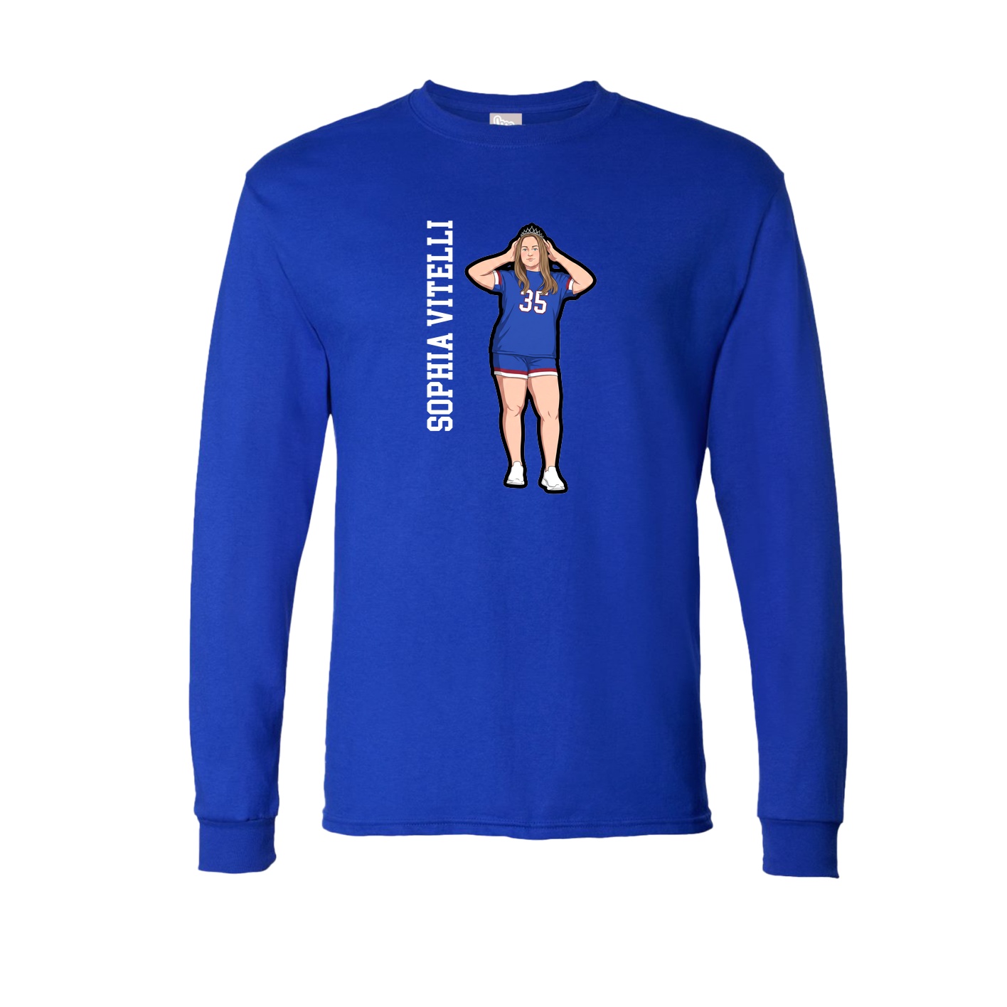 Long Sleeve Tee — Name Vertical in Royal