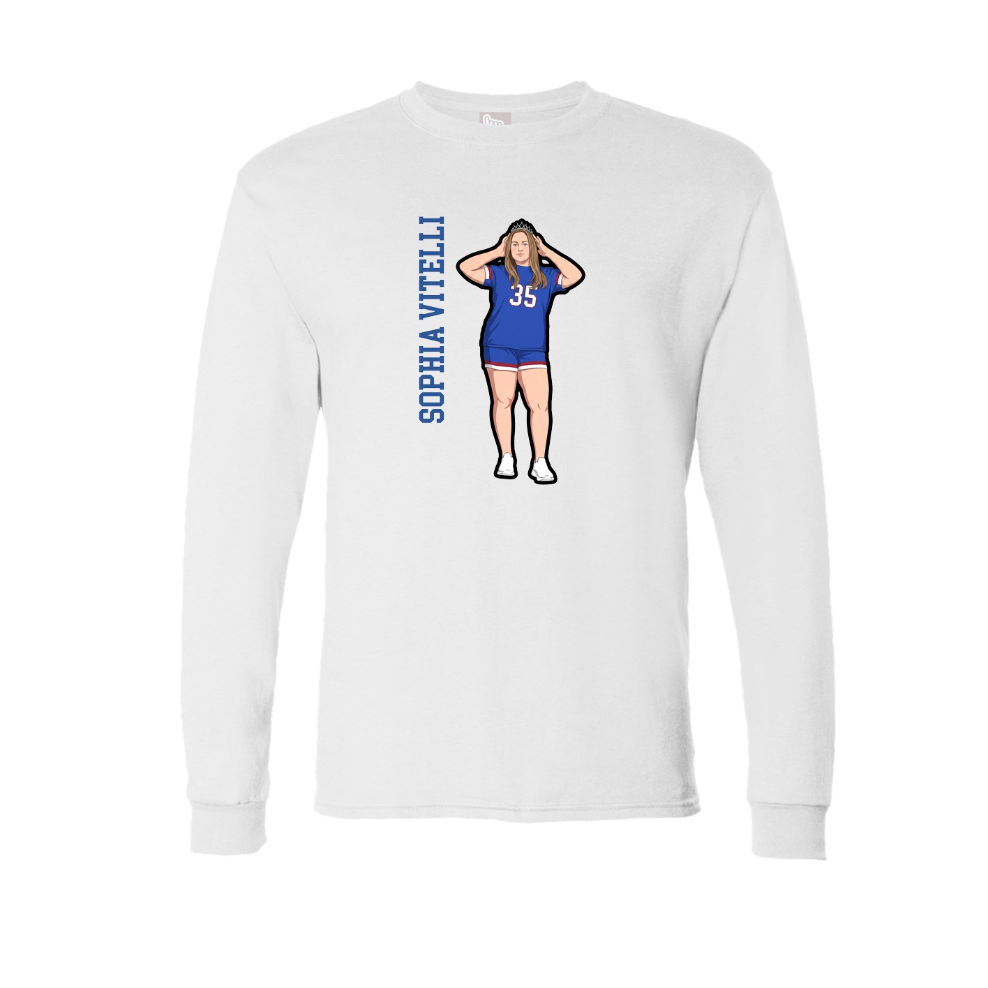 Long Sleeve Tee — Name Vertical in White