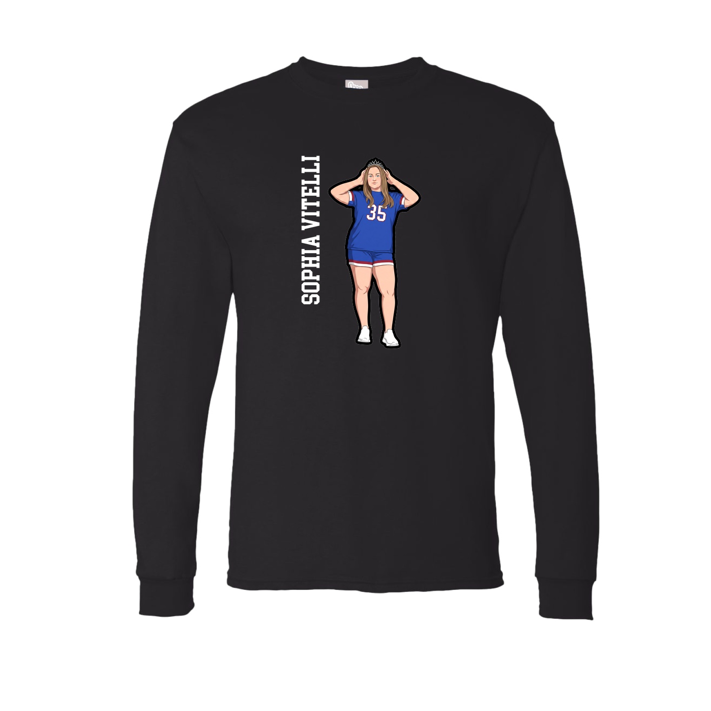 Long Sleeve Tee — Name Vertical in Black