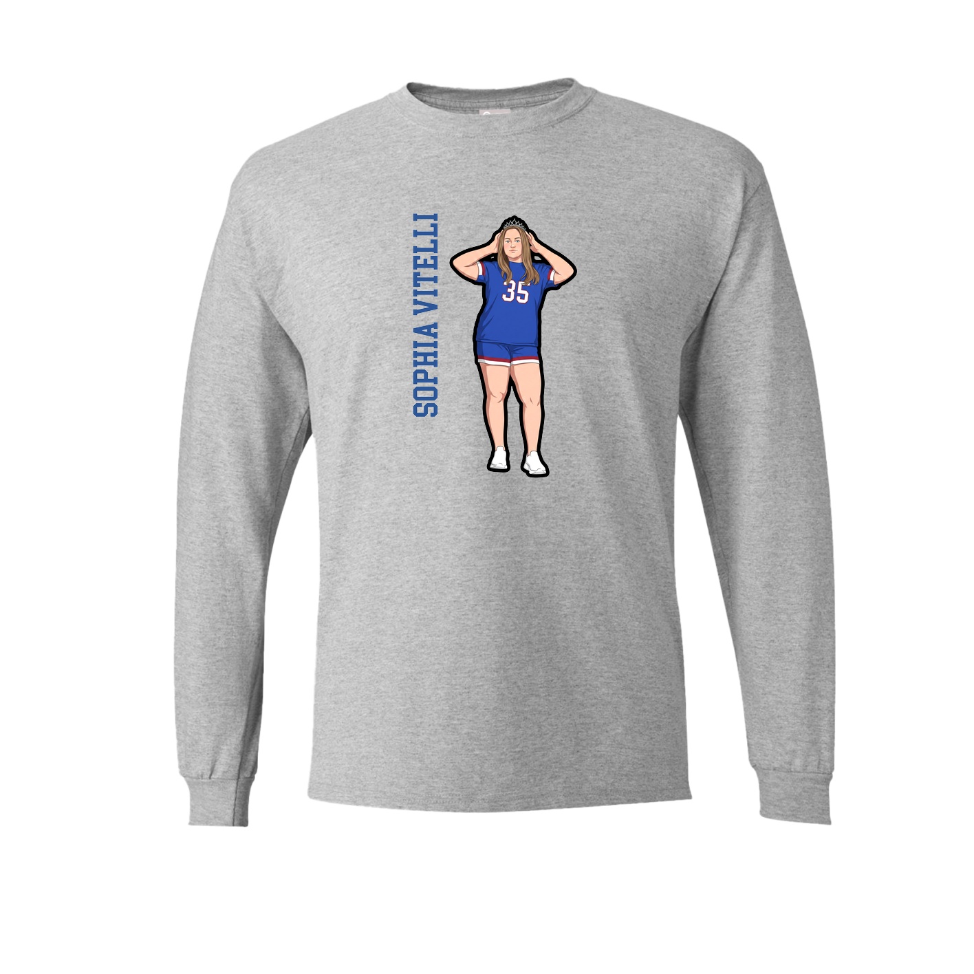 Long Sleeve Tee — Name Vertical in Grey
