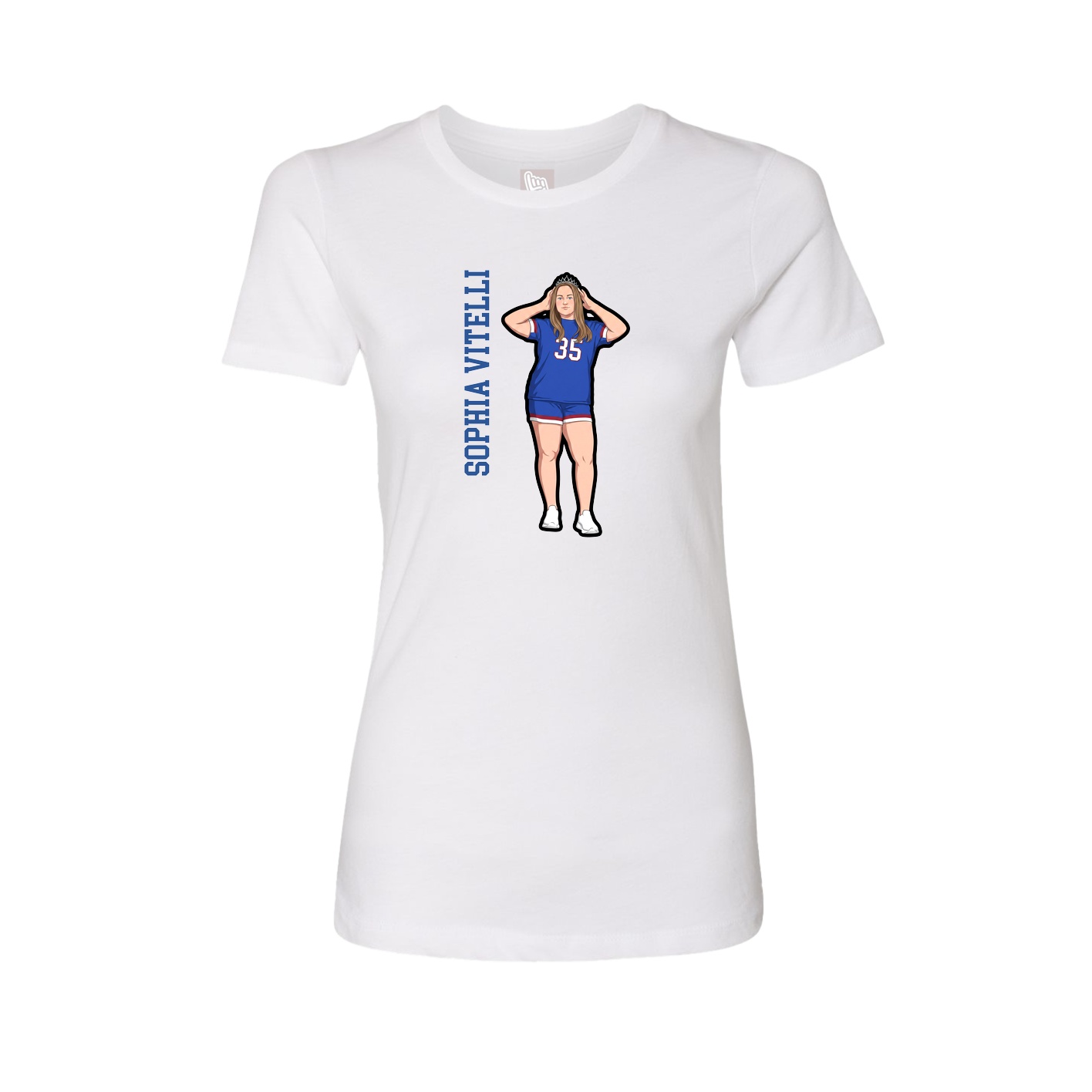 Womens Tee — Name Vertical in White