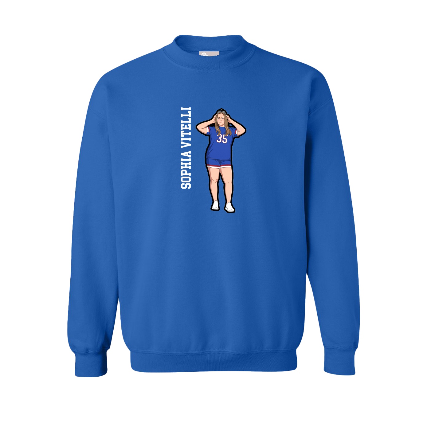 Fleece Crew — Name Vertical in Royal
