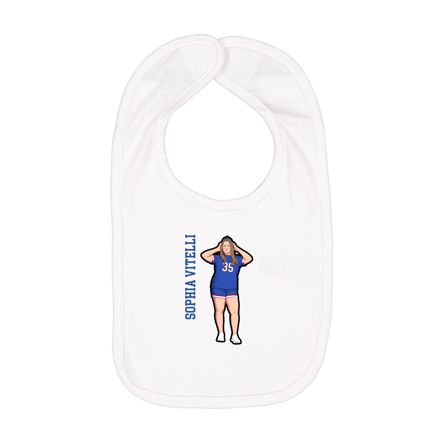 Infant Bib — Name Vertical in White