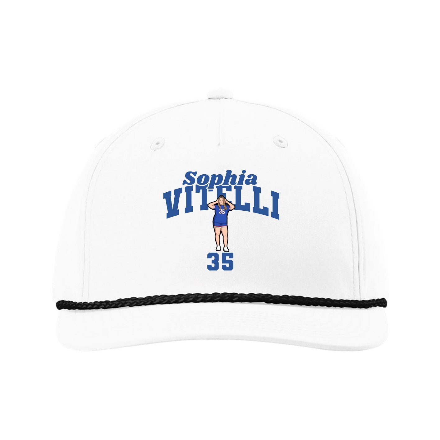 Five-Panel Classic Rope Cap — Signature Arch in White