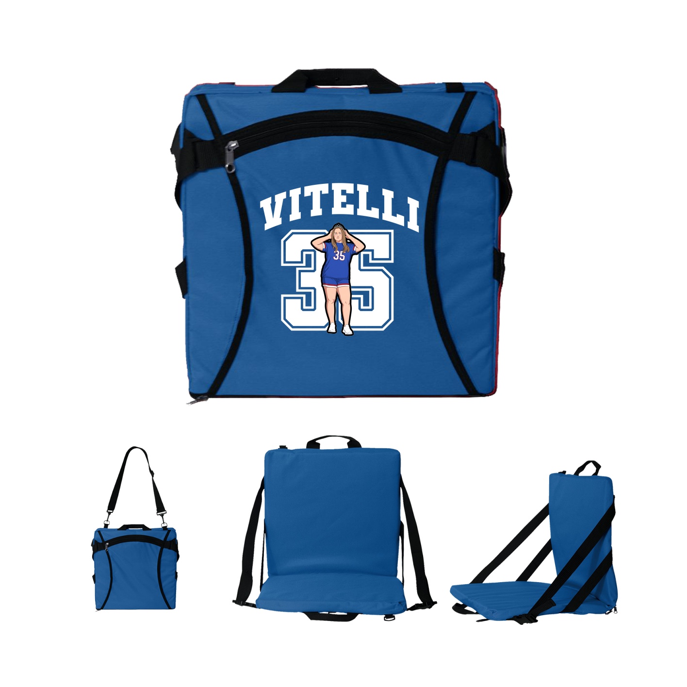 Folding Stadium Seat — Number in Royal