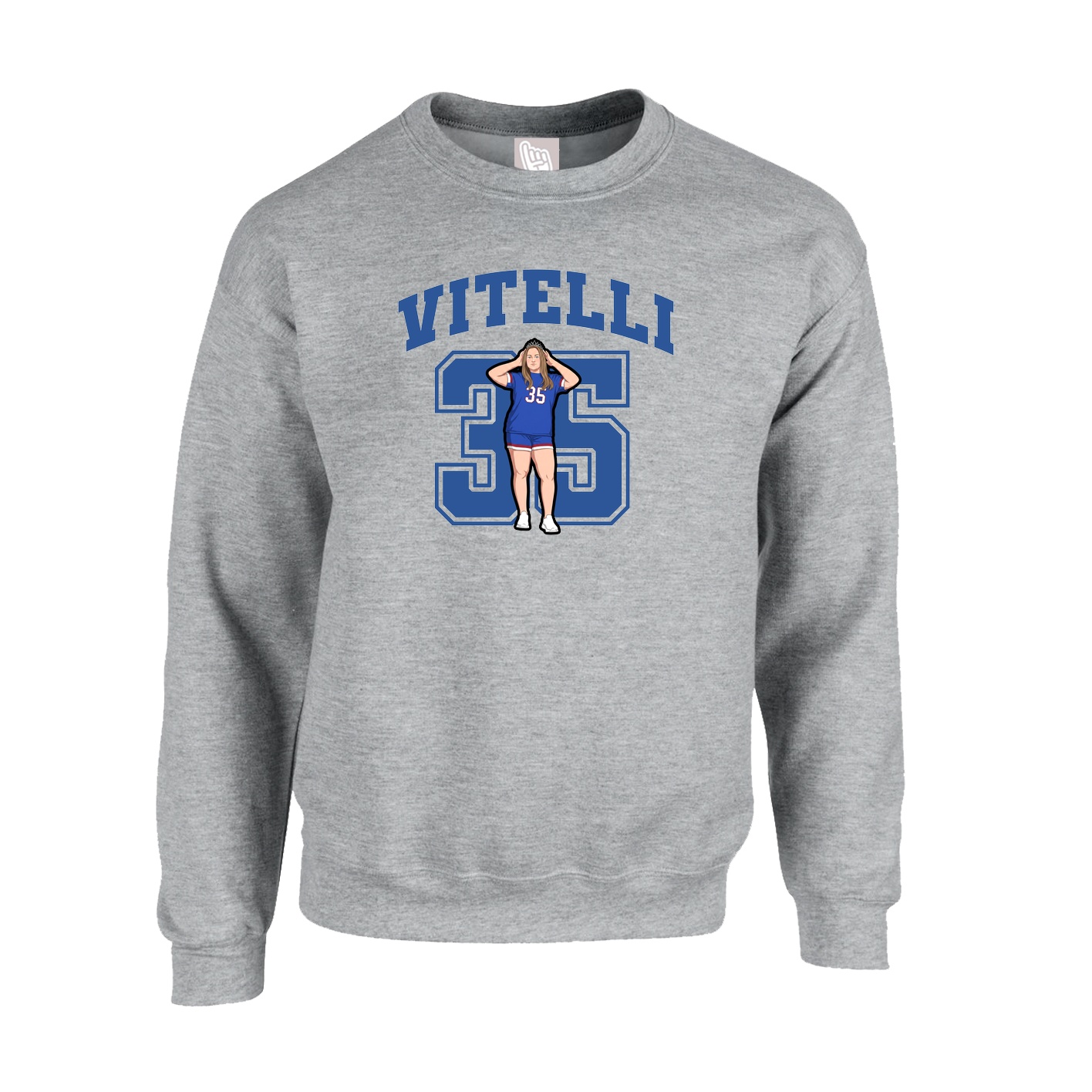 Fleece Crew — Number in Grey