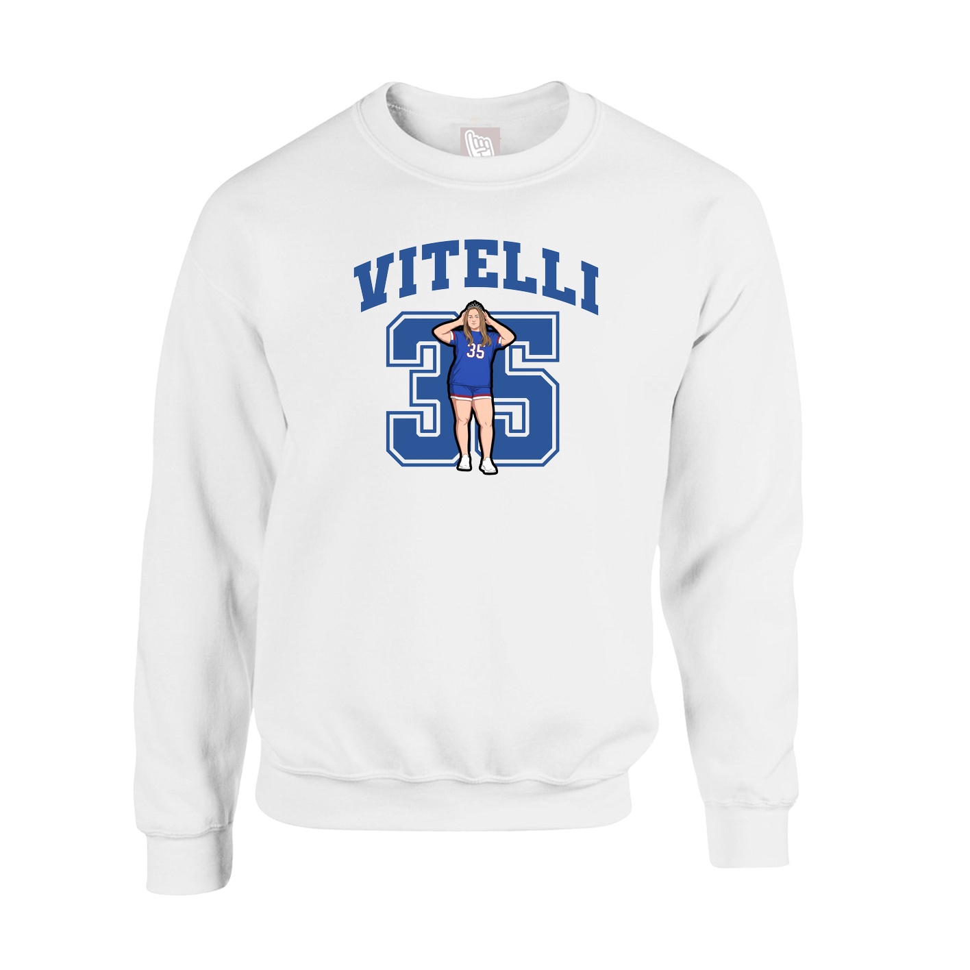 Fleece Crew — Number in White