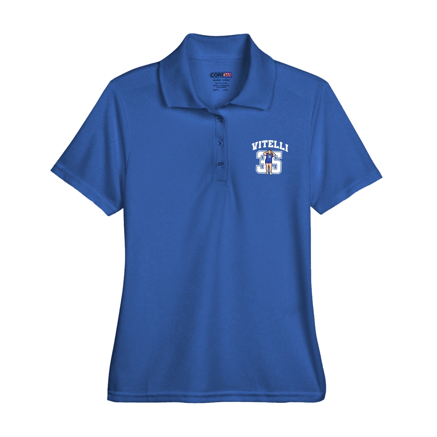 Womens Performance Polo — Number in Royal
