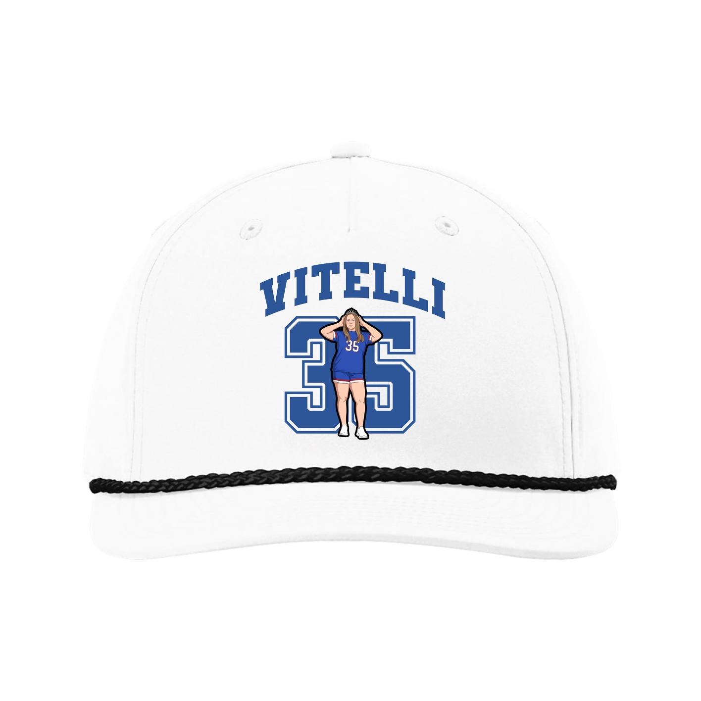 Five-Panel Classic Rope Cap — Number in White