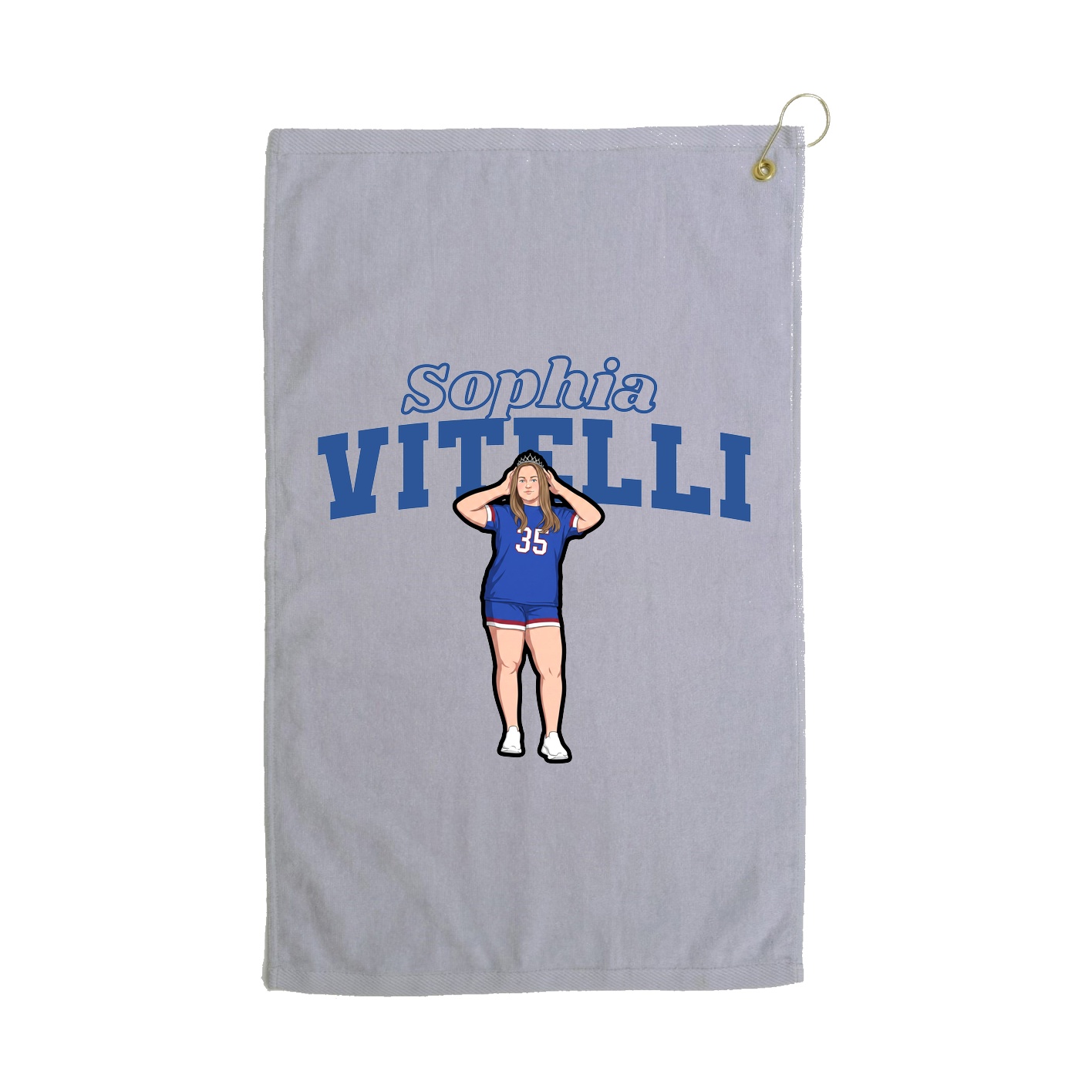 Golf Towel — Name Arch in Grey