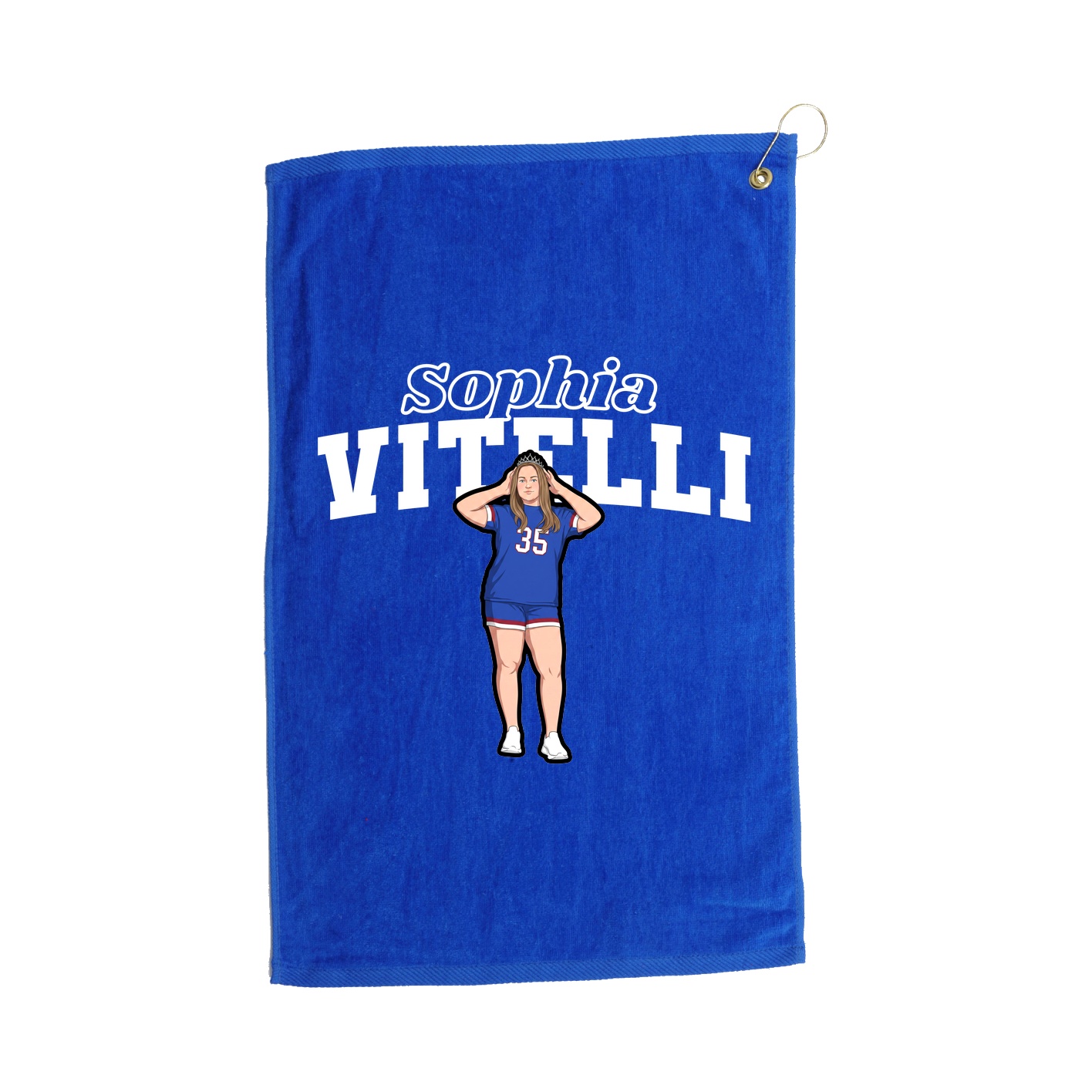 Golf Towel — Name Arch in Royal