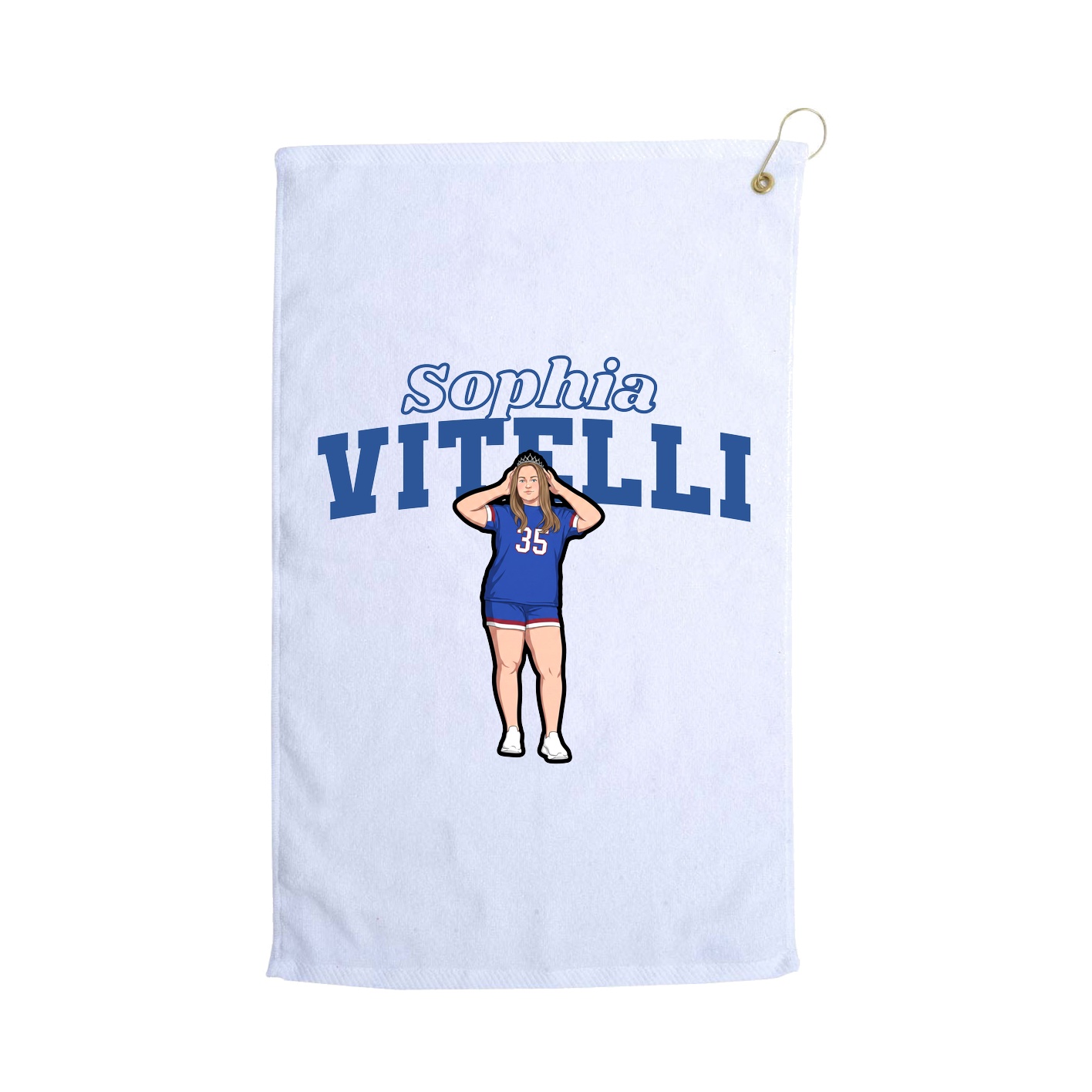 Golf Towel — Name Arch in White
