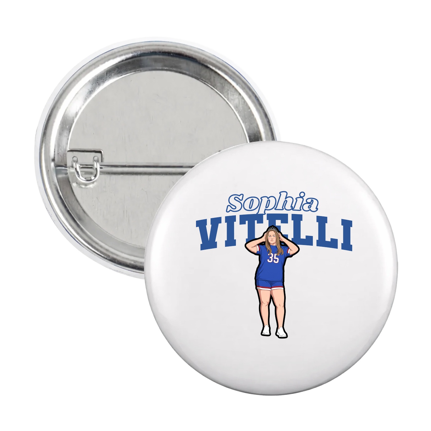 Game Day Button — Name Arch in White