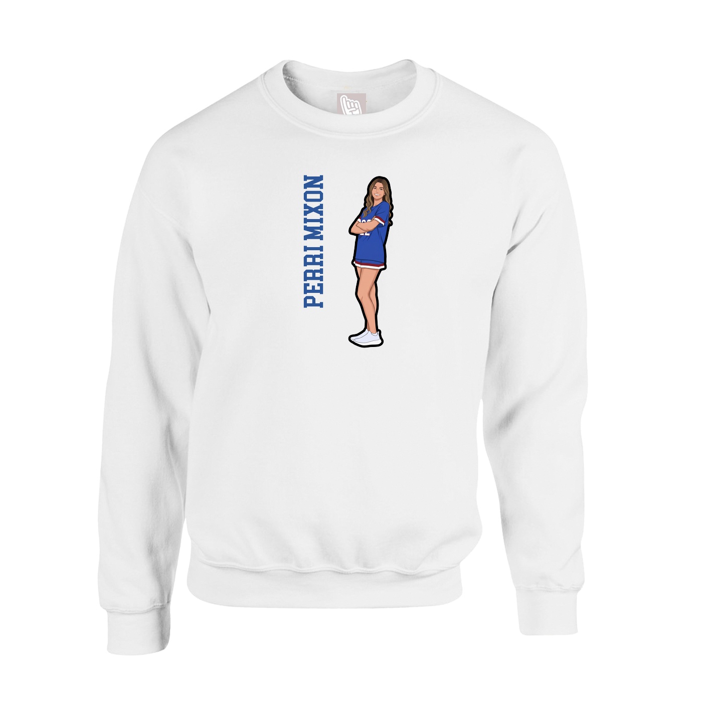 Fleece Crew — Name Vertical in White