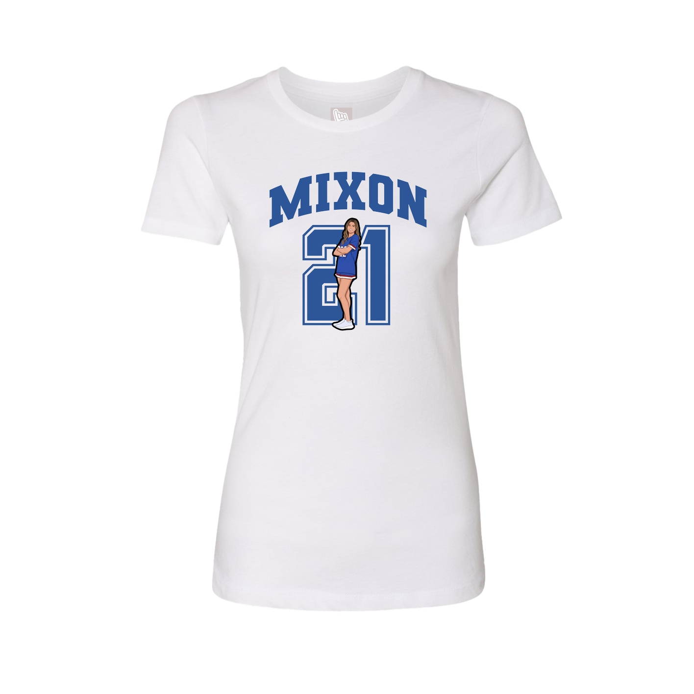 Fitted Women's Tee — Number in White