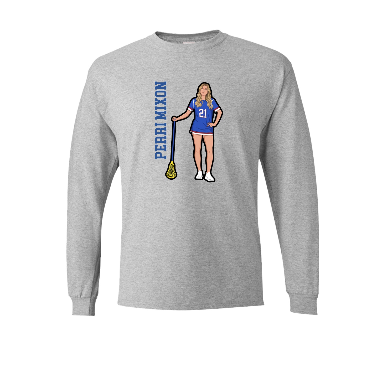 Long Sleeve Tee — Name Vertical in Grey
