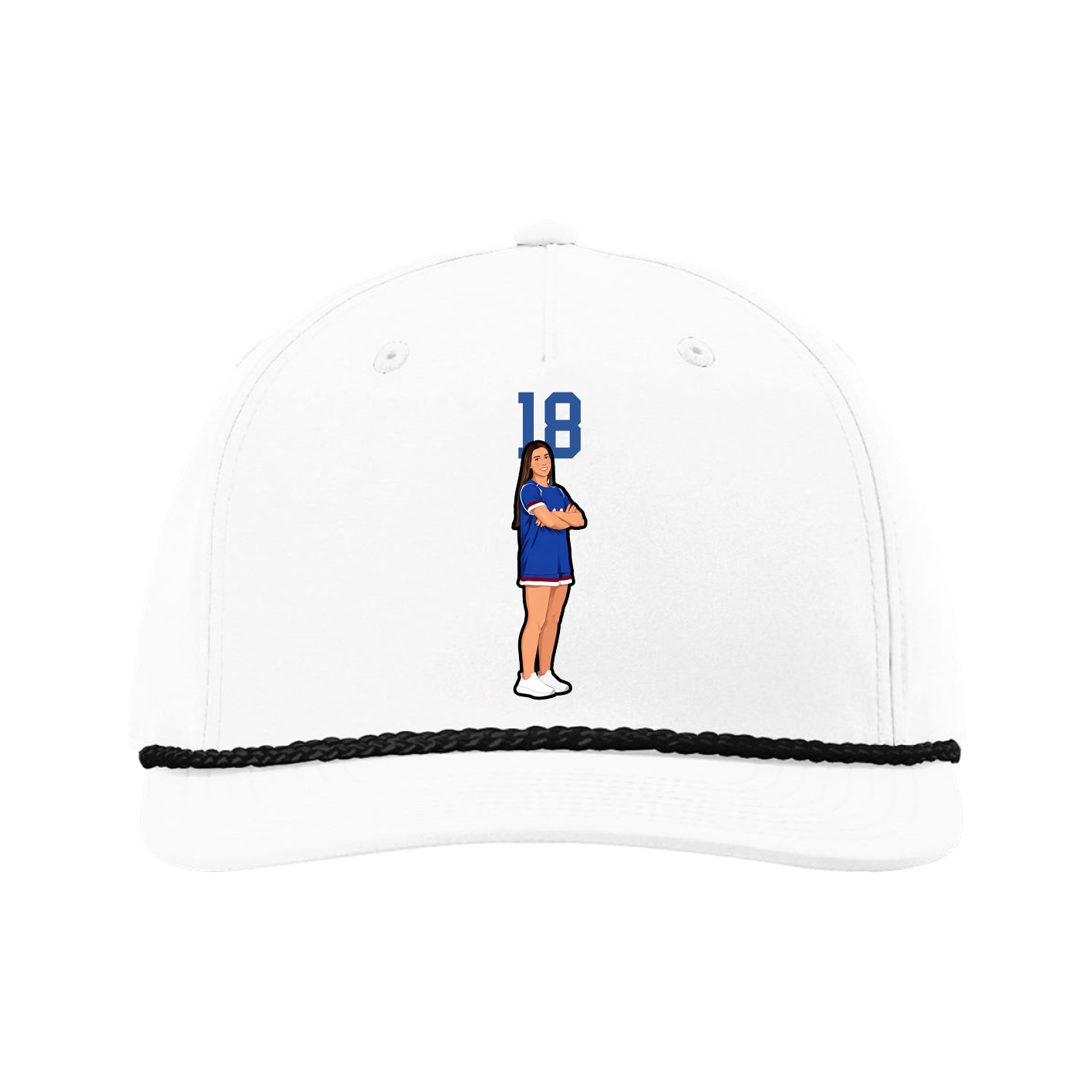 Five-Panel Classic Rope Cap — Number Top in White