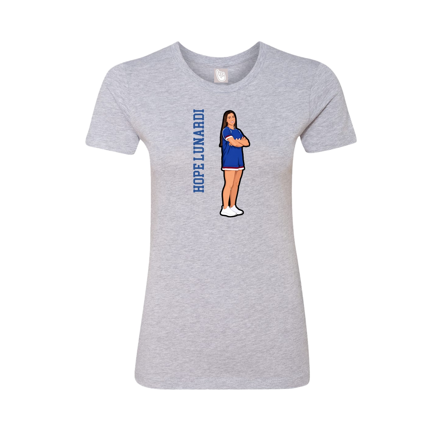 Fitted Women's Tee — Name Vertical in Grey
