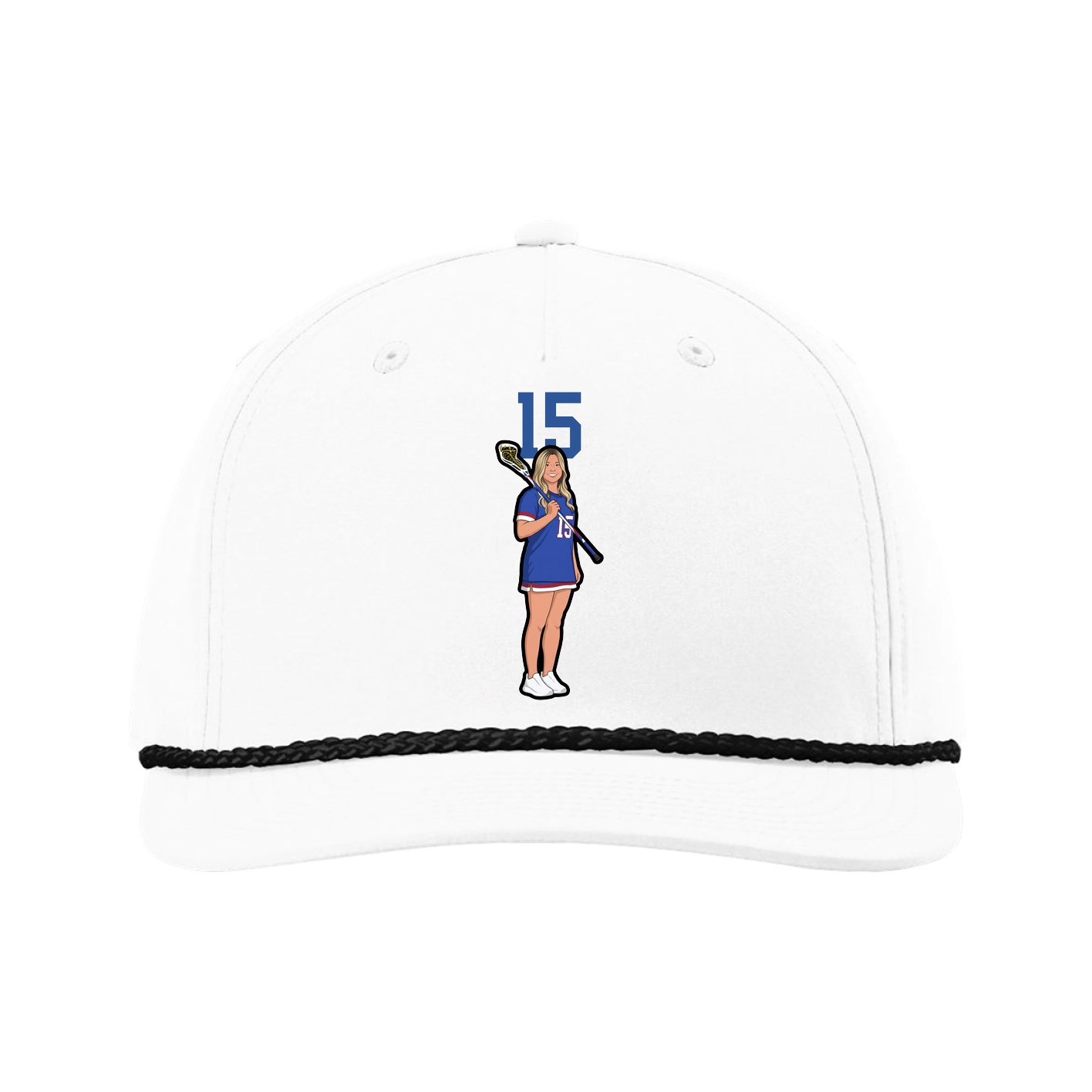 Five-Panel Classic Rope Cap — Number Top in White