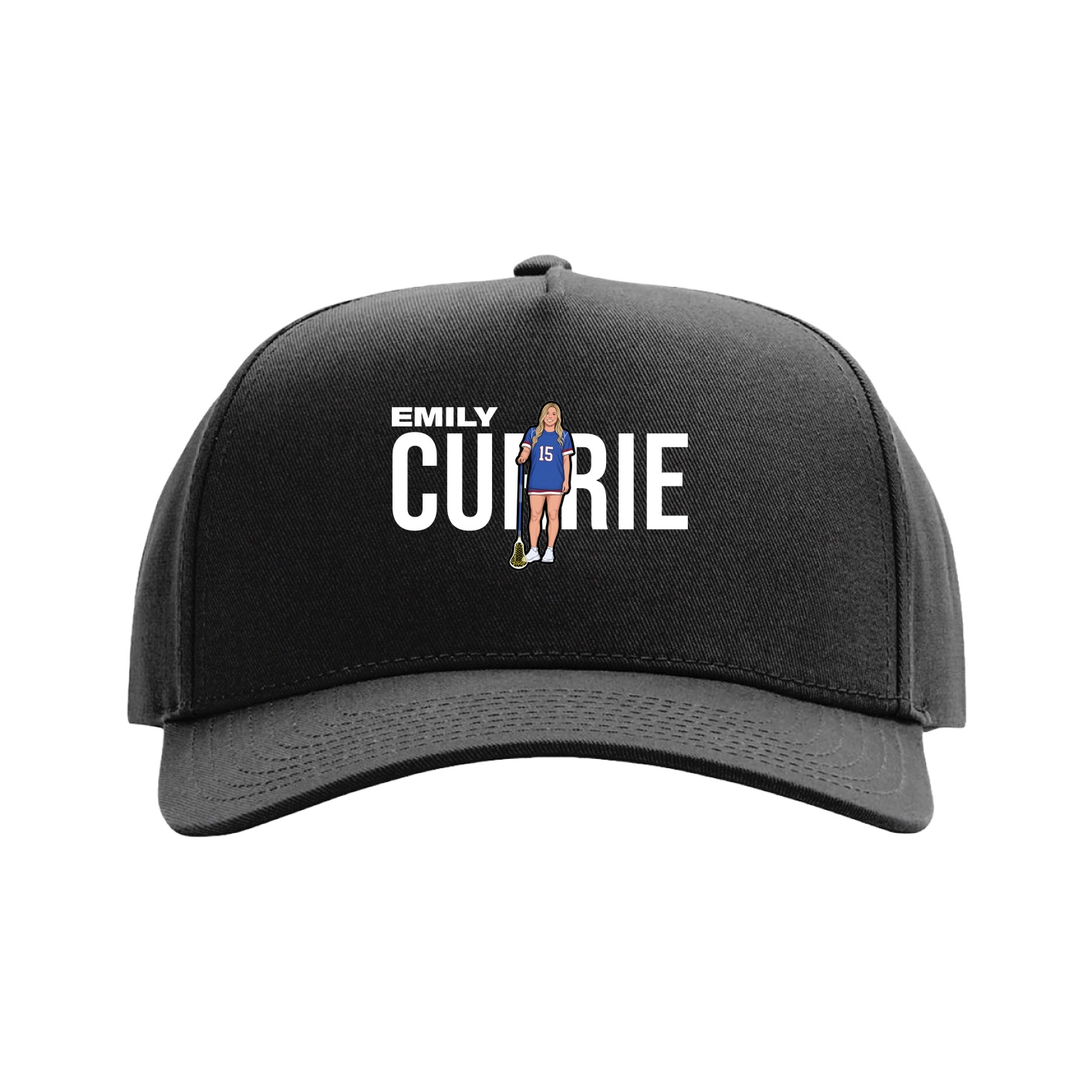 Full Fabric Five-Panel Champ Cap — Player Name in Black