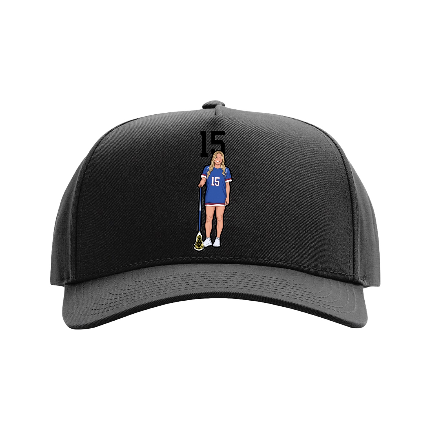 Full Fabric Five-Panel Champ Cap — Number Top in Black