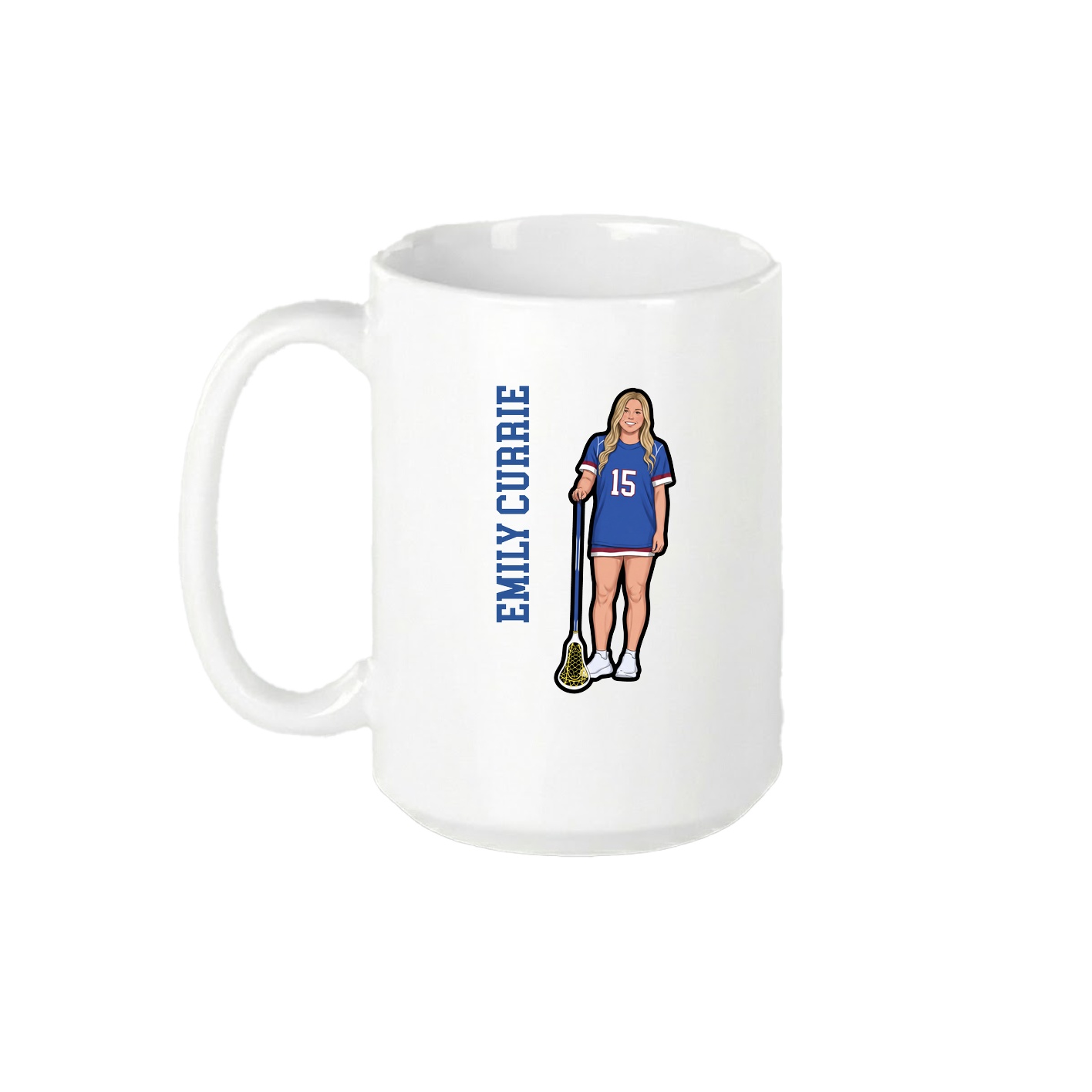15oz Coffee Mug — Name Vertical in White