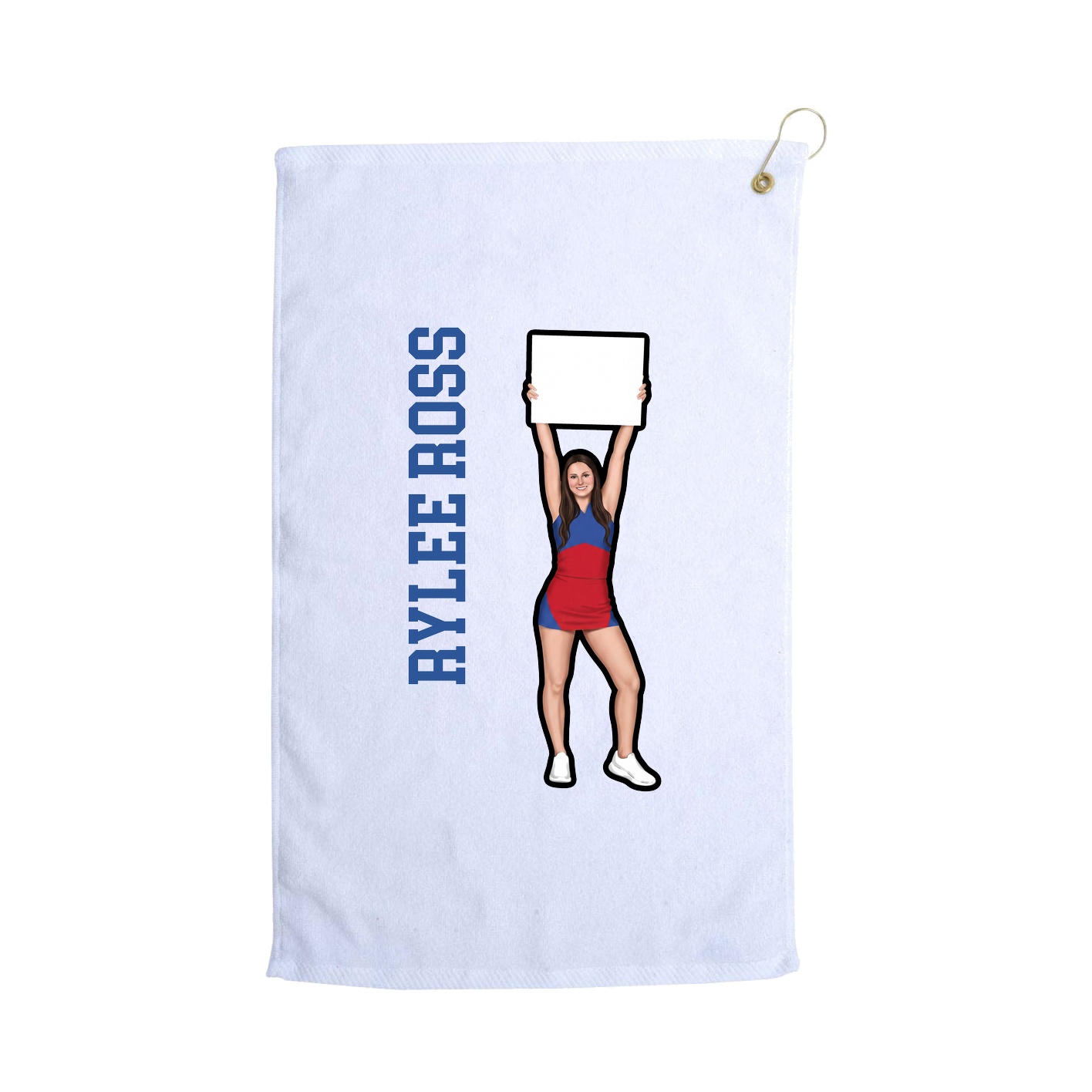 Golf Towel — Name Vertical in White