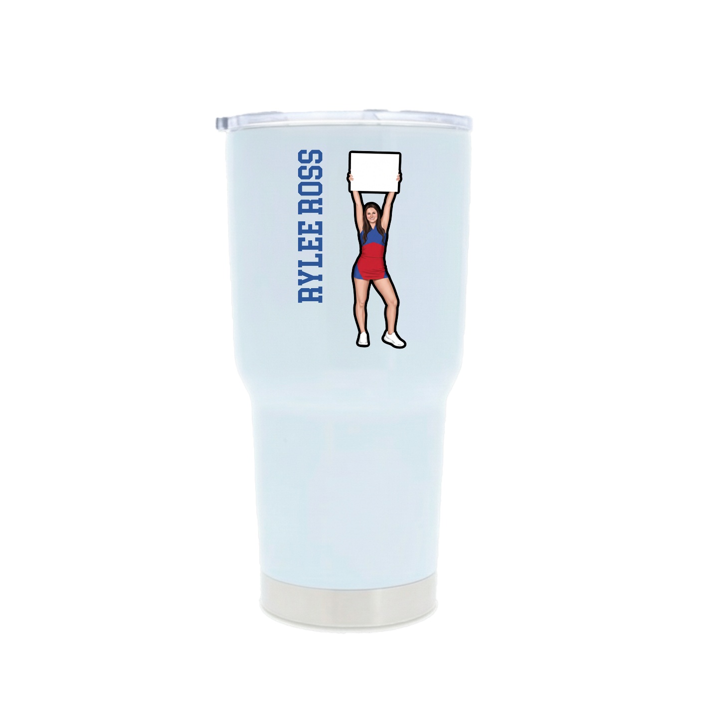 30oz Stainless Steel Tumbler — Name Vertical in White