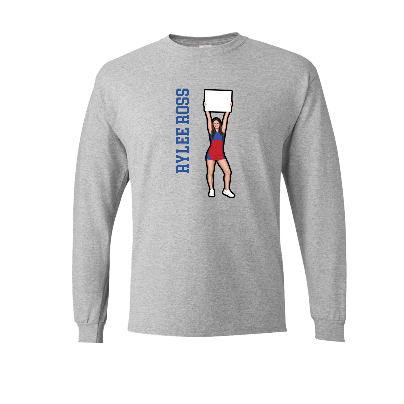 Long Sleeve Tee — Name Vertical in Grey