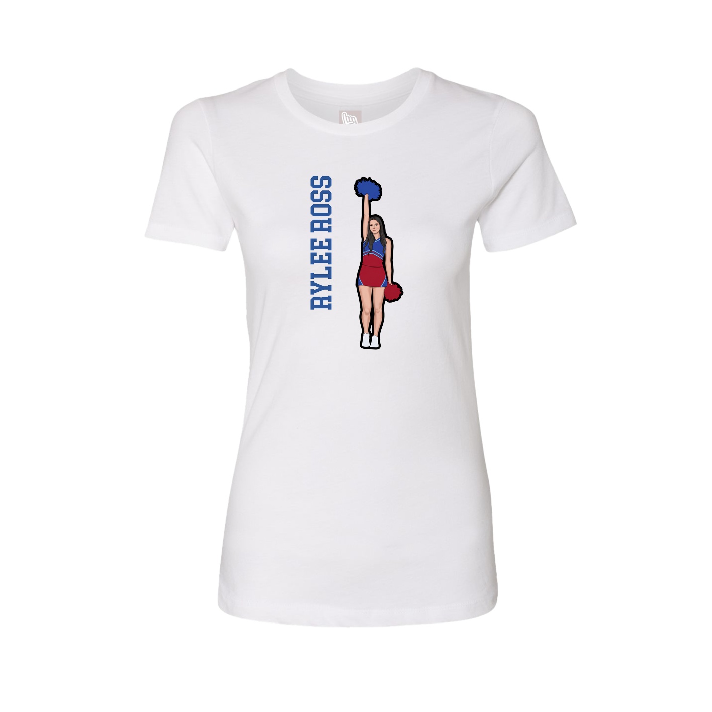 Fitted Women's Tee — Name Vertical in White