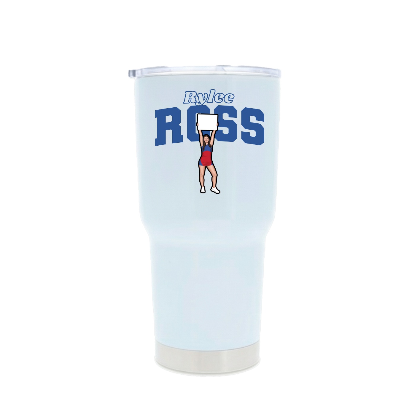 30oz Stainless Steel Tumbler — Name Arch in White