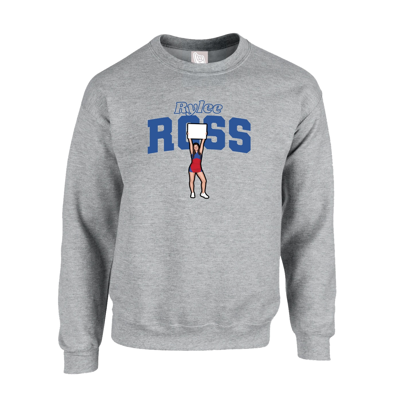 Fleece Crew — Name Arch in Grey