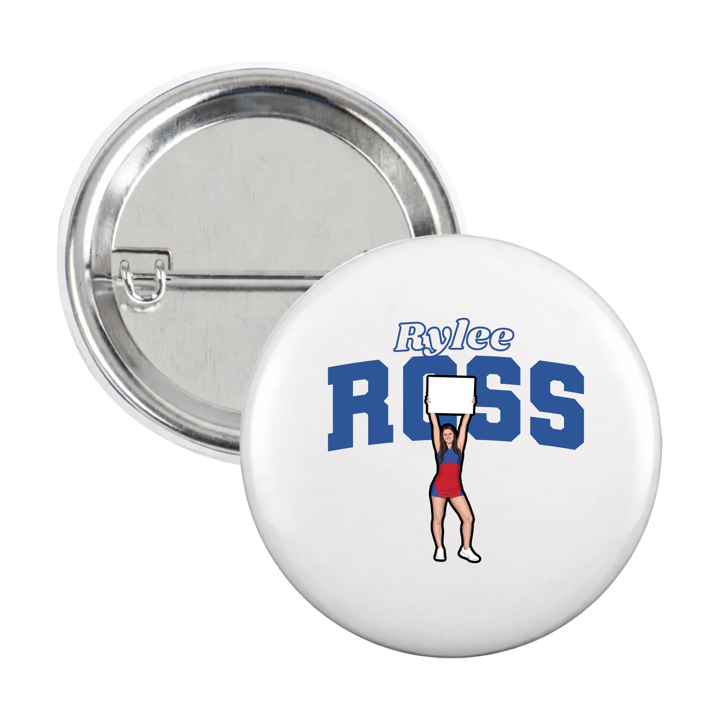 Game Day Button — Name Arch in White