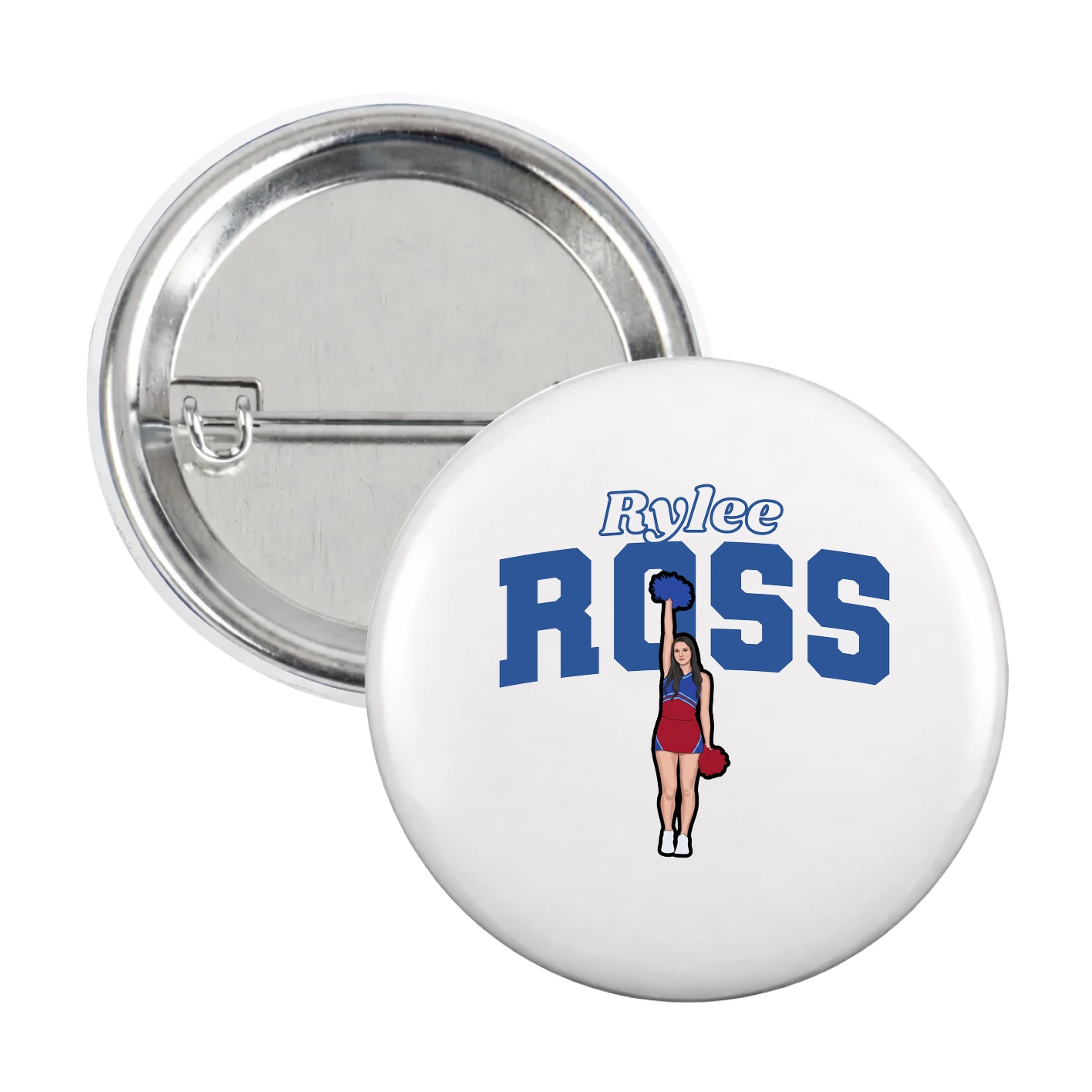 Game Day Button — Name Arch in White