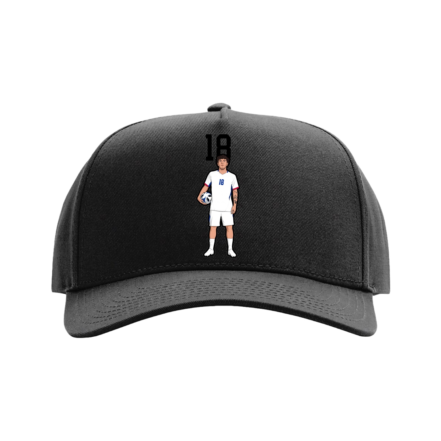 Full Fabric Five-Panel Champ Cap — Number Top in Black